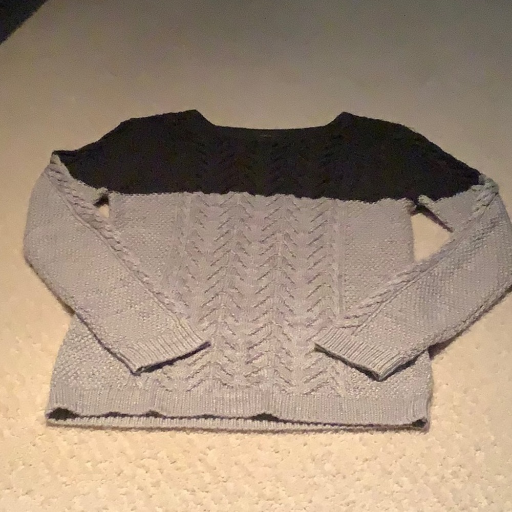 A 2 tone, dark gray and silver sweater size small